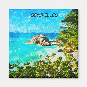 Seychellen Tropische Olie Schildering – Levendig E Magneet