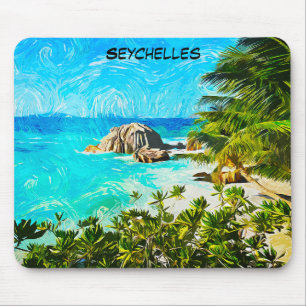 Seychellen Tropische Olie Schildering – Levendig E Muismat