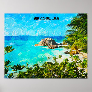 Seychellen Tropische Olie Schildering – Levendig E Poster