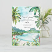 Seychellen waterverf bruiloft kaart (Staand voorkant)