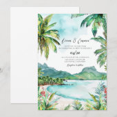 Seychellen waterverf bruiloft kaart (Voorkant / Achterkant)