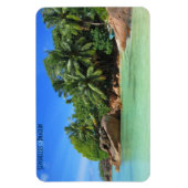 Seychellen - zandstrand met palmbomen op eiland magneet (Verticaal)