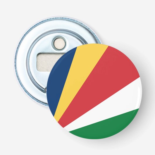 Seychellenvlag Button Flesopener (Voorkant)