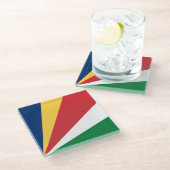 Seychellenvlag Glazen Onderzetter (Schuin)