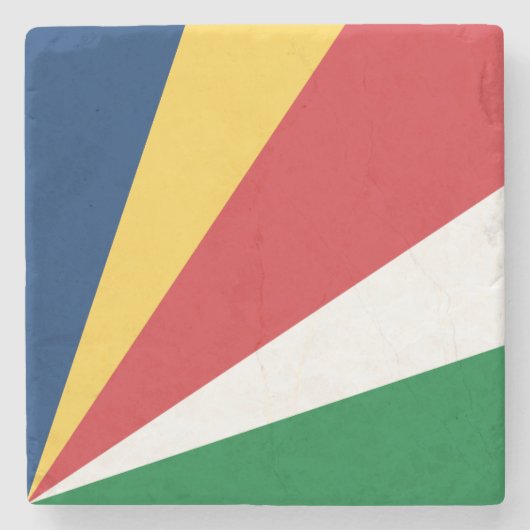 Seychellenvlag Stenen Onderzetter (Voorkant)