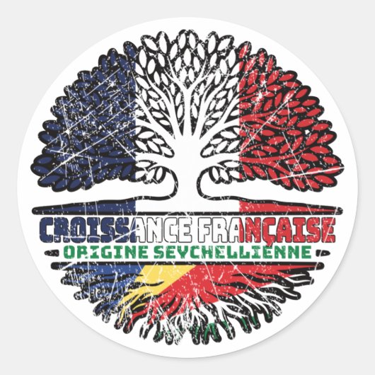 Seychelles French France Tree Roots Ronde Sticker (Voorkant)