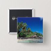 Seychelles, Mahe eiland, Anse Royale strand. 2 Vierkante Button 5,1 Cm (Voorkant /achterkant)