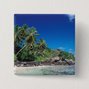 Seychelles, Mahe eiland, Anse Royale strand. 2 Vierkante Button 5,1 Cm