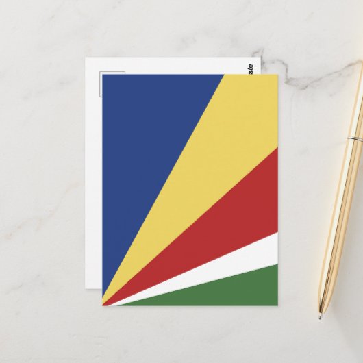 Seychelse vlag briefkaart (Voorkant / Achterkant in situ)