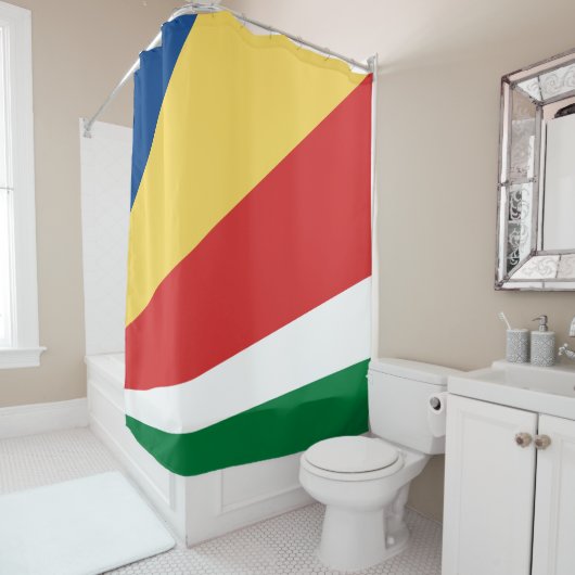Seychelse vlag douchegordijn (In situ)