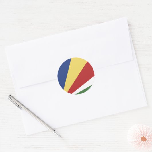 Seychelse vlag ronde sticker (Envelop)