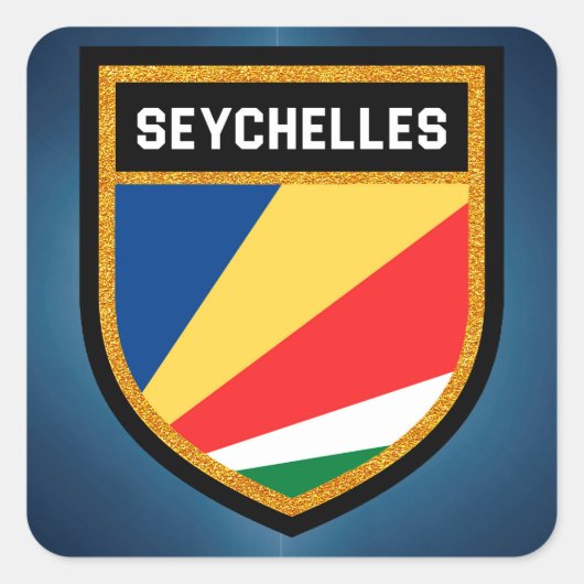 Seychelse vlag vierkante sticker (Voorkant)