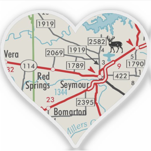 Seymour Texas Map Sticker (Voorkant)