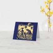 SF - Aliens op een vreemde planeet houtsnede 1 Kaart (Gele Bloem)