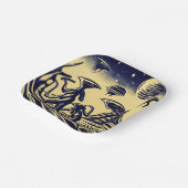 SF - Aliens op een vreemde planeet houtsnede 1 Papieren Bordje (Gebogen)