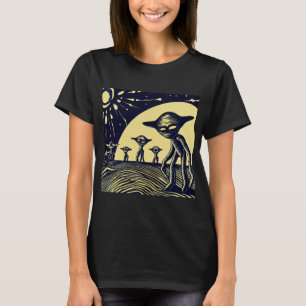 SF - Aliens op een vreemde planeet houtsnede 2 T-shirt