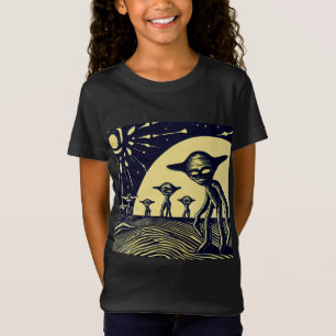 SF - Aliens op een vreemde planeet houtsnede 2 T-shirt