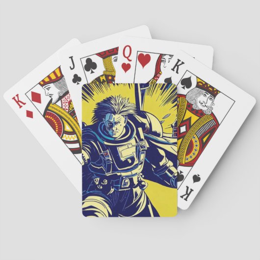 SF Anime Hero - Houtsnede (1) Pokerkaarten (Achterkant)