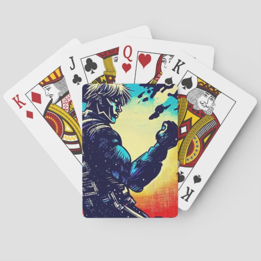 SF Anime Hero - Houtsnede (2) Pokerkaarten (Achterkant)