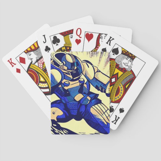 SF Anime Hero - Houtsnede (4) Pokerkaarten (Achterkant)