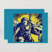 SF - Anime Hero Woodcut 1 Briefkaart (Voorkant / Achterkant)