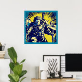 SF - Anime Hero Woodcut 1 Poster (Thuiskantoor)