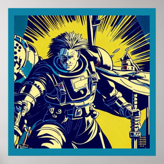 SF - Anime Hero Woodcut 1 Poster (Voorkant)
