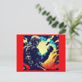 SF - Anime Hero Woodcut 2 Briefkaart (Staand voorkant)