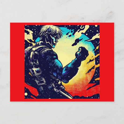 SF - Anime Hero Woodcut 2 Briefkaart (Voorkant)