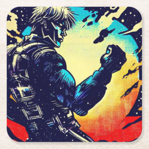 SF - Anime Hero Woodcut 2 Kartonnen Onderzetters