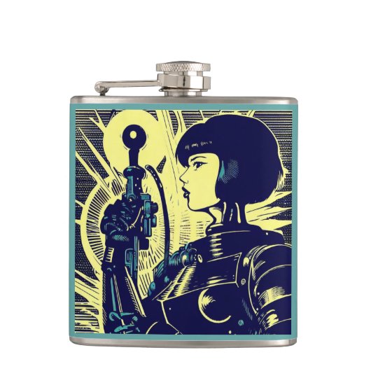 SF - Anime Hero Woodcut 3 Heupfles (Voorkant)