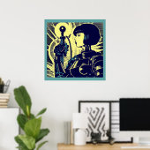 SF - Anime Hero Woodcut 3 Poster (Thuiskantoor)