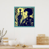 SF - Anime Hero Woodcut 3 Poster (Keuken)