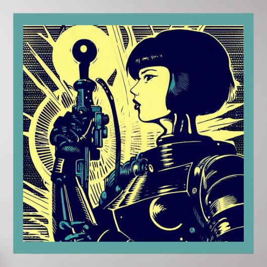SF - Anime Hero Woodcut 3 Poster (Voorkant)