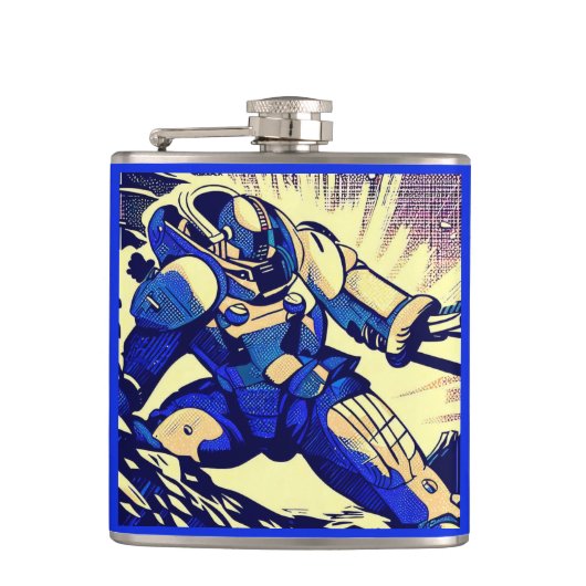 SF - Anime Hero Woodcut 4 Heupfles (Voorkant)