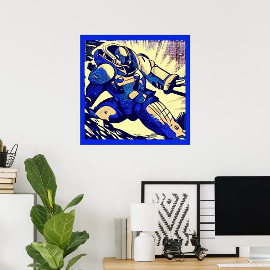 SF - Anime Hero Woodcut 4 Poster (Thuiskantoor)