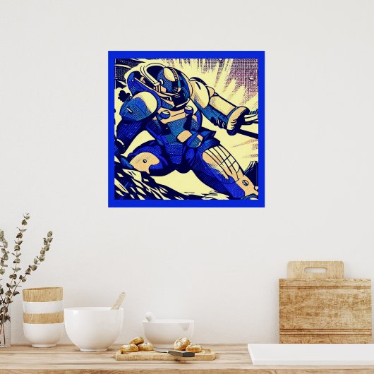 SF - Anime Hero Woodcut 4 Poster (Keuken)