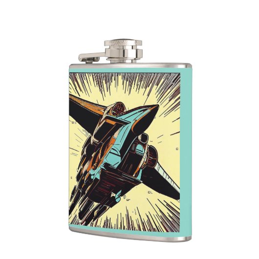 SF - Anime Starfighter houtsnede vinyl omwikkelde  Heupfles (Links)