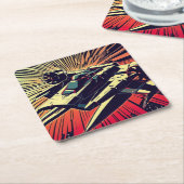 SF - Anime Starfighter Woodcut 1 Kartonnen Onderzetters (Schuin)