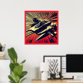 SF - Anime Starfighter Woodcut 1 Poster (Thuiskantoor)