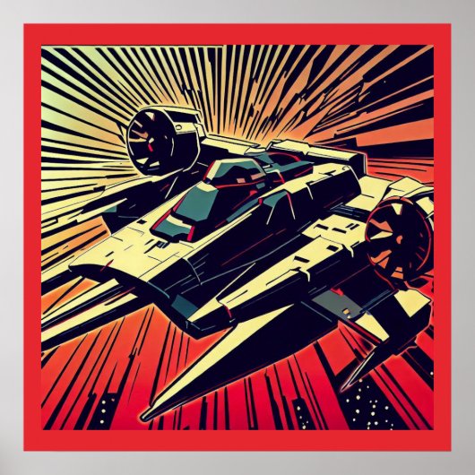 SF - Anime Starfighter Woodcut 1 Poster (Voorkant)