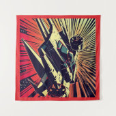 SF - Anime Starfighter Woodcut 1 Wandkleed (Voorkant (horizontaal))