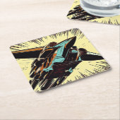 SF - Anime Starfighter Woodcut 3 Kartonnen Onderzetters (Schuin)