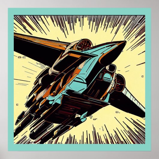 SF - Anime Starfighter Woodcut 3 Poster (Voorkant)