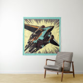 SF - Anime Starfighter Woodcut 3 Wandkleed (In situ)