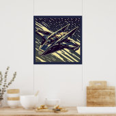 SF - Anime Starfighter Woodcut 4 Poster (Keuken)