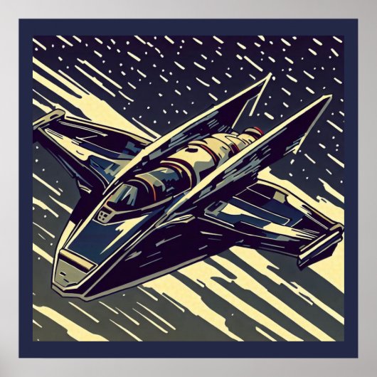 SF - Anime Starfighter Woodcut 4 Poster (Voorkant)
