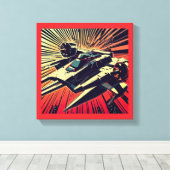 SF - Anime Sterrenstrijder Houtsnede 1 Canvas Afdruk (Insitu (Houten vloer))