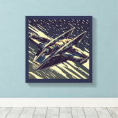 SF - Anime Sterrenstrijder Houtsnede 4 Canvas Afdruk (Insitu (Houten vloer))