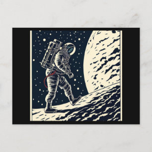 SF - Astronaut op Spacewalk Woodcut 1 Briefkaart